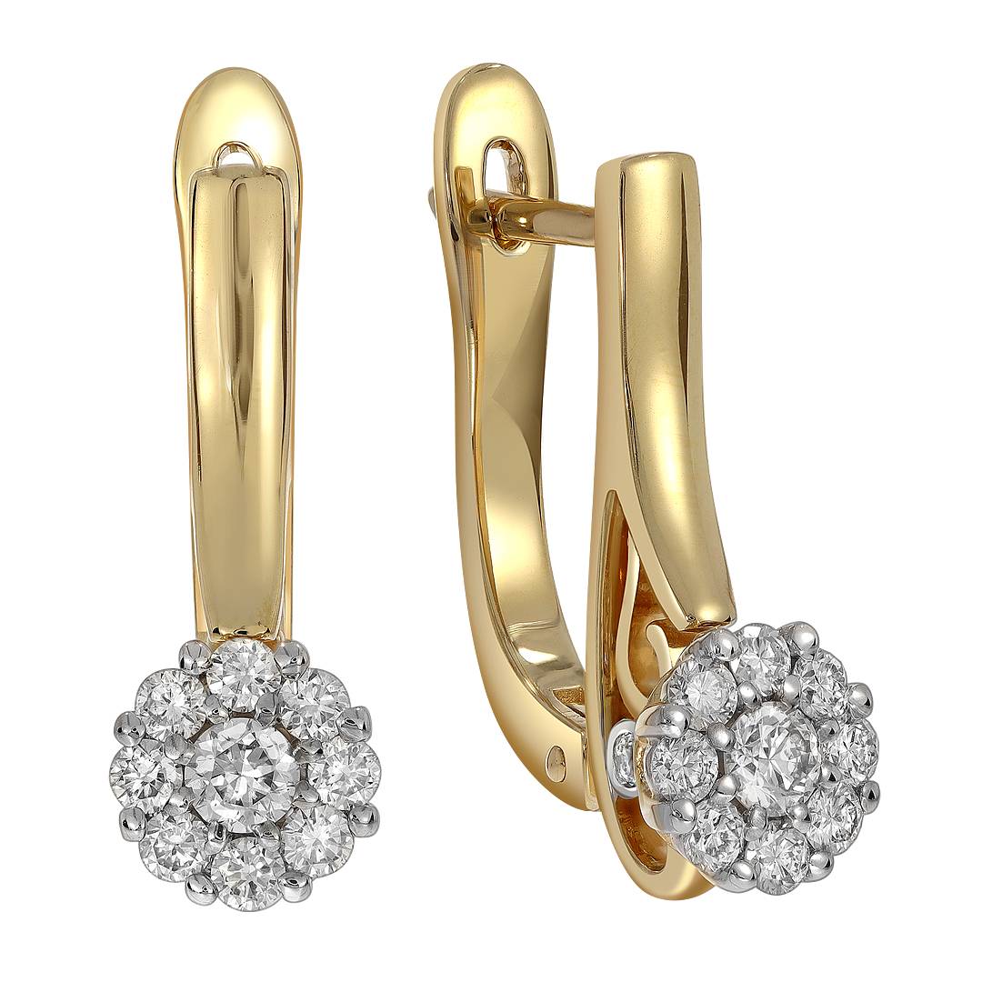 Серьги из жёлтого золота с бриллиантами (039654)