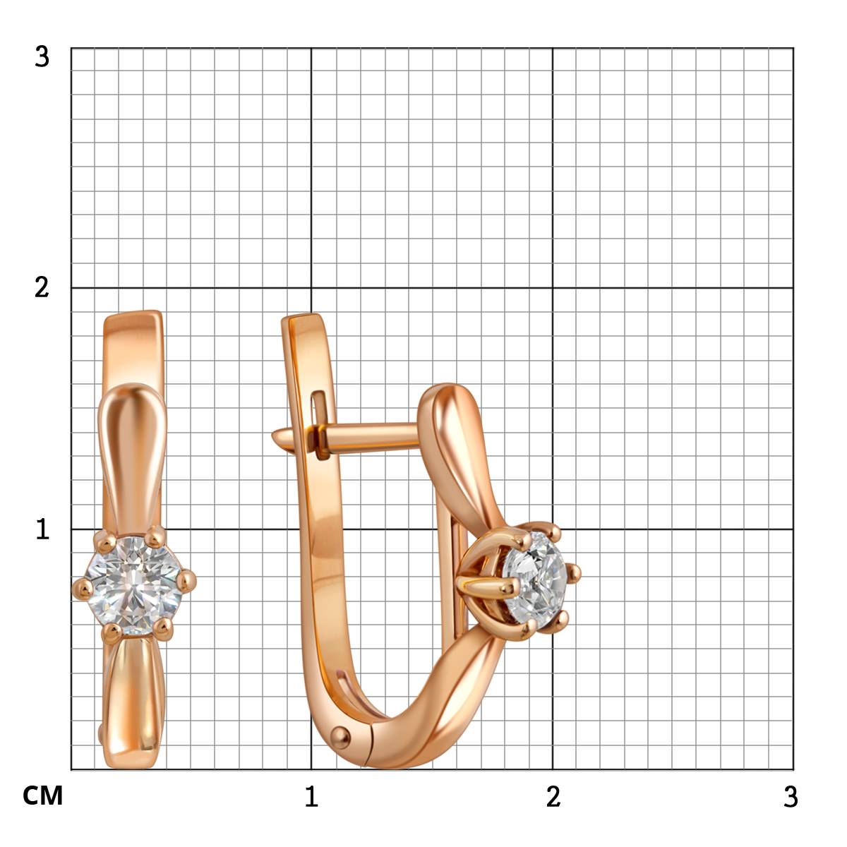 Серьги из красного золота с бриллиантами (028174)