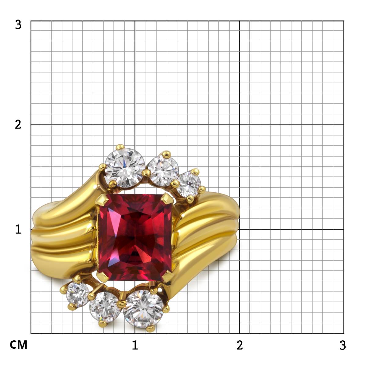 Кольцо из жёлтого золота с турмалином и бриллиантами (058043)