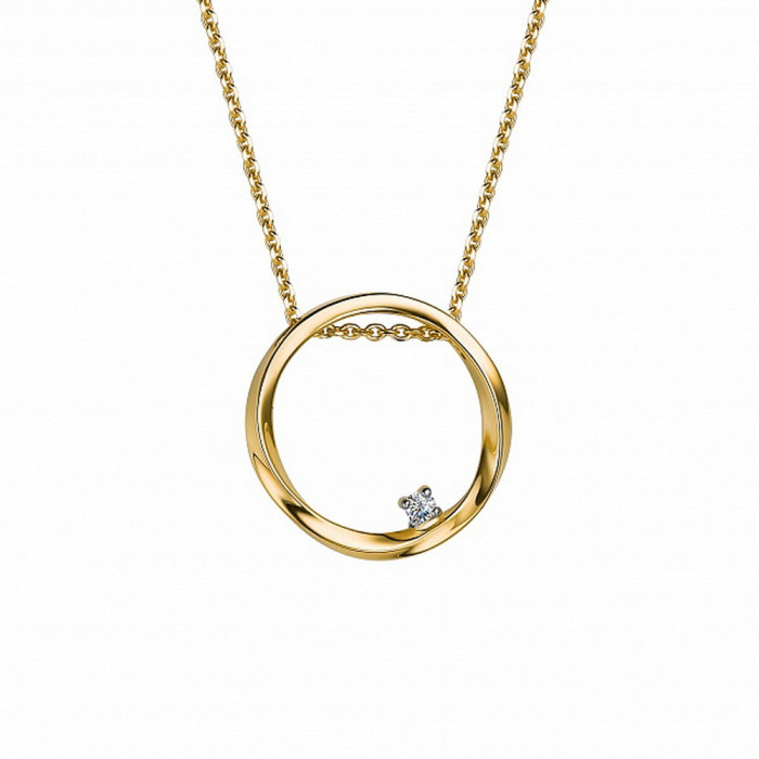 Колье из жёлтого золота с бриллиантом (047120)