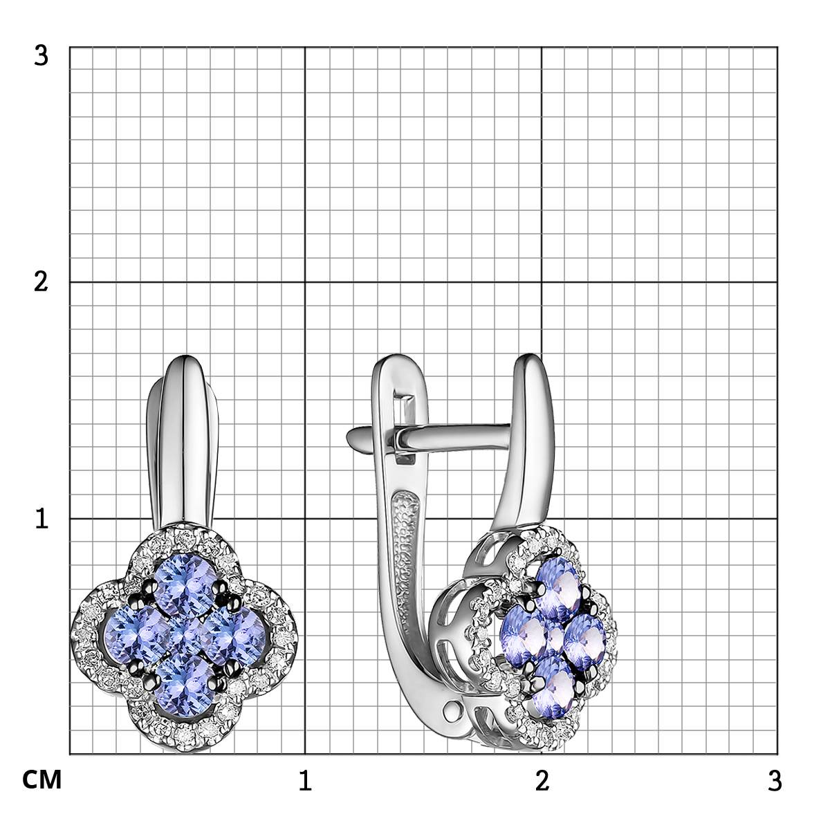 Серьги из белого золота с бриллиантами и танзанитами (055753)