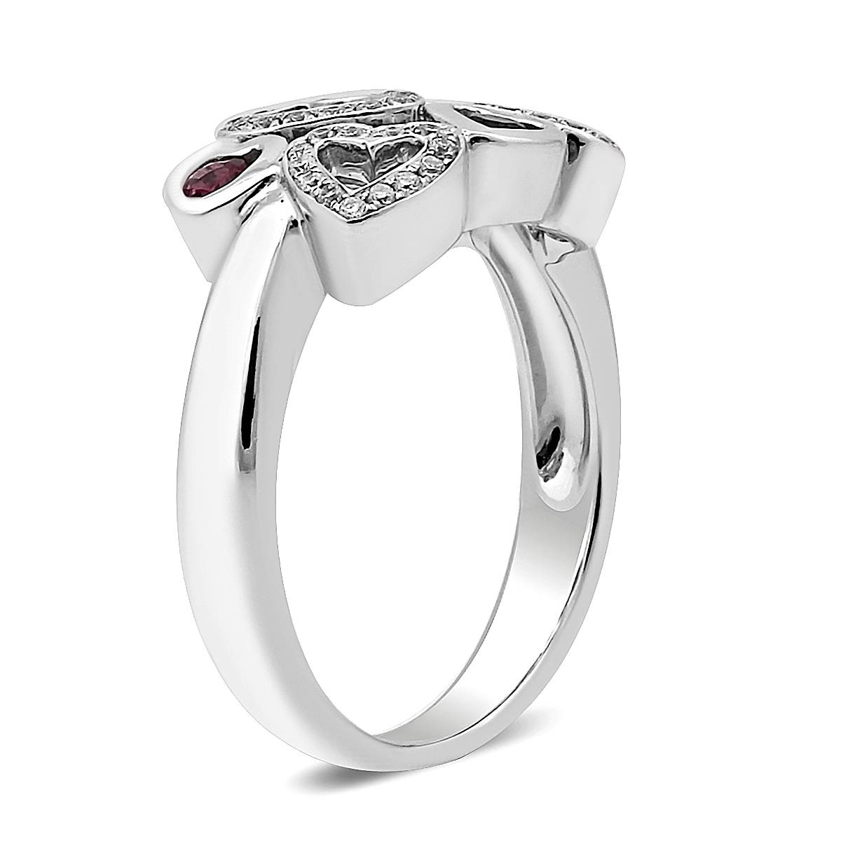 Кольцо из белого золота с бриллиантами и турмалинами (015426)