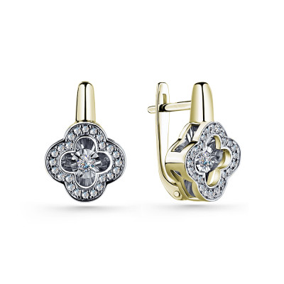 Серьги из жёлтого золота с бриллиантами (057489)