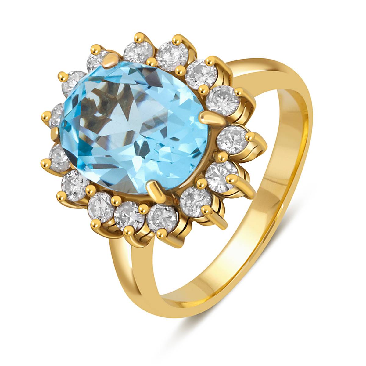 Кольцо из жёлтого золота с бриллиантами и топазом (020683)