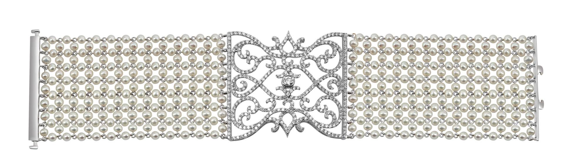 Браслет из белого золота с бриллиантами и жечугом (024234)