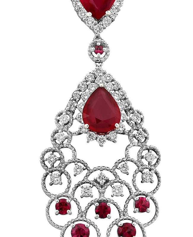 Кулон из белого золота с бриллиантами и рубинами (024083)