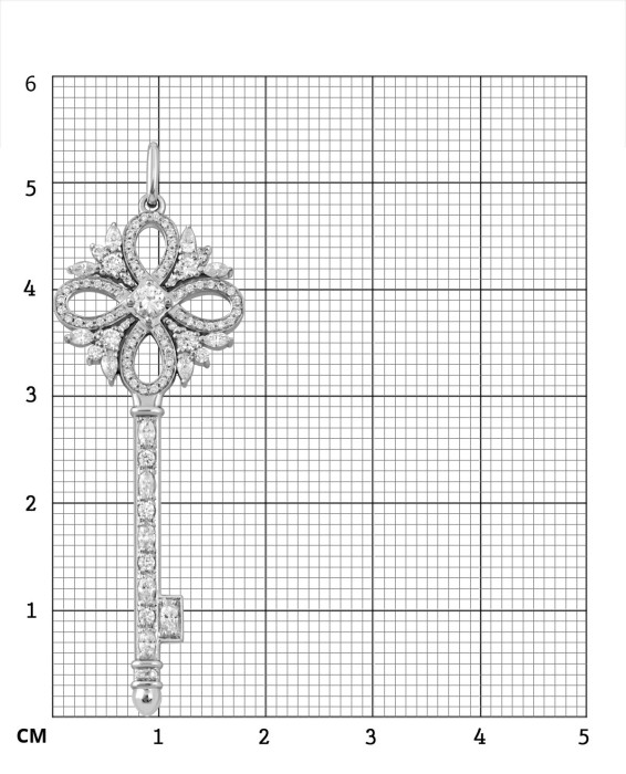 Кулон ключ из белого золота с бриллиантами (059966)