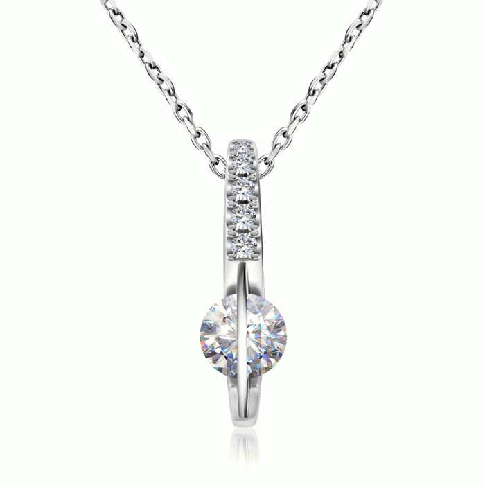 Колье из белого золота "Танцующий бриллиант" (047765)