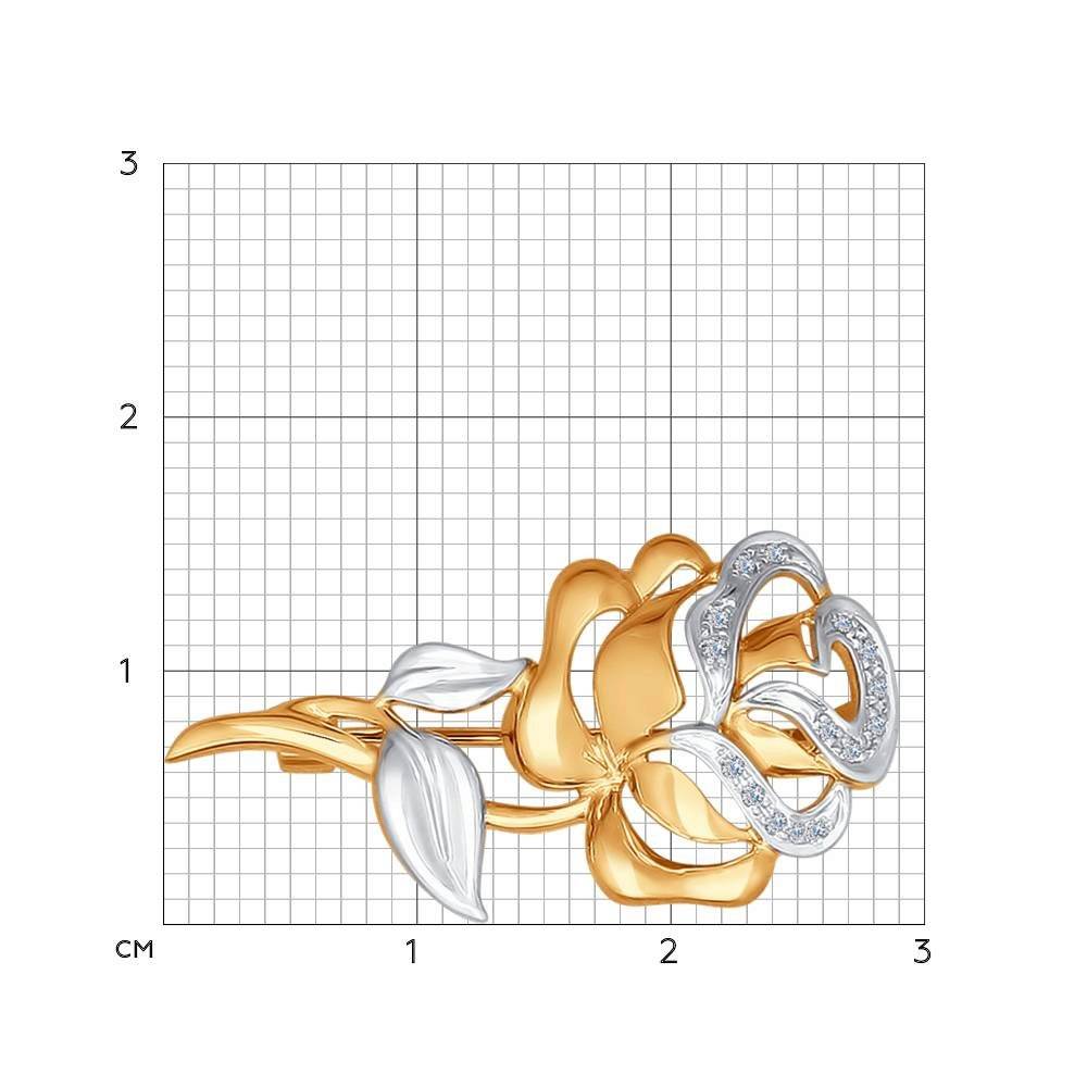 Брошь из комбинированного золота с бриллиантами (043958)
