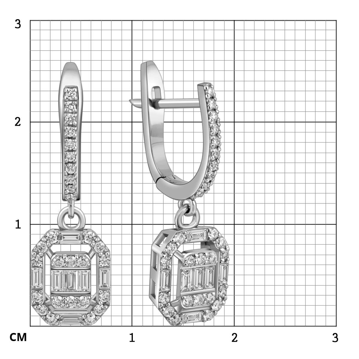 Серьги из белого золота с бриллиантами (051560)