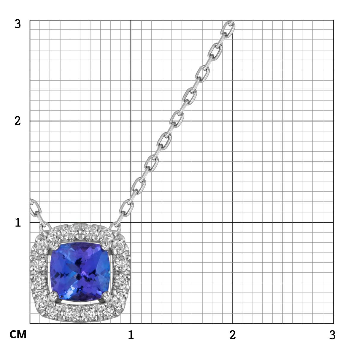 Колье из белого золота с бриллиантами и танзанитом (055649)