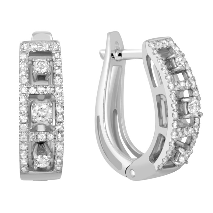 Серьги из белого золота с бриллиантами (039695)