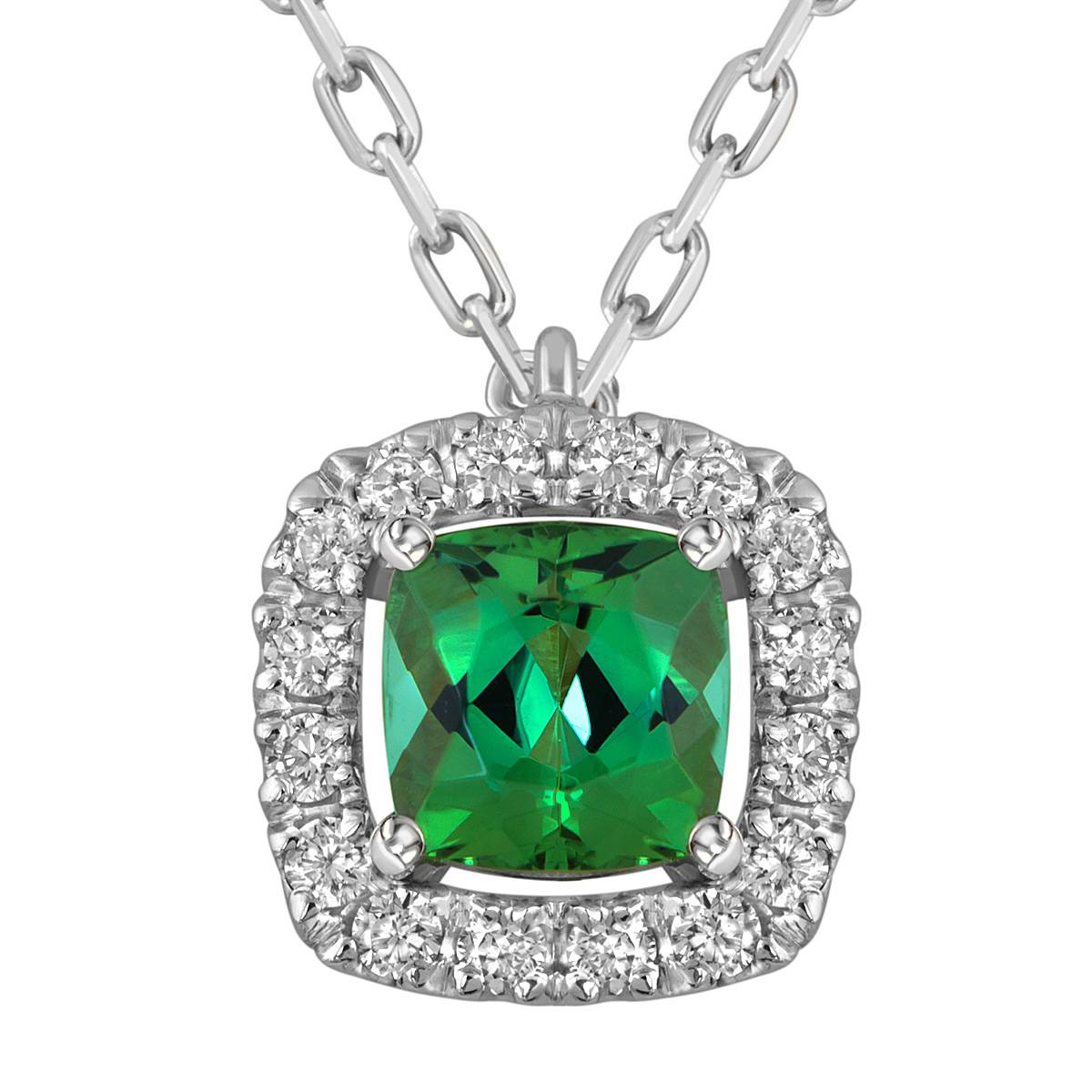 Колье из белого золота с бриллиантами и турмалином (059452)