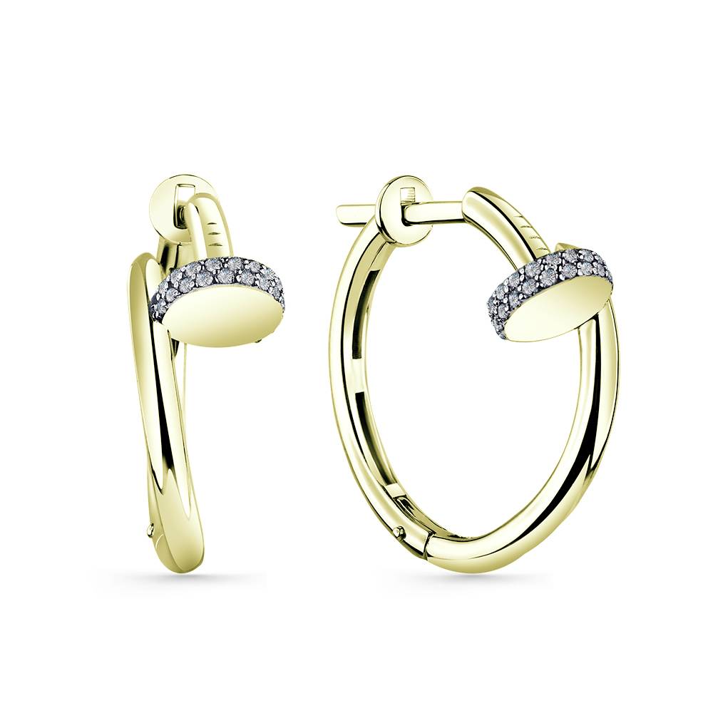 Серьги конго из жёлтого золота с бриллиантами (058883)