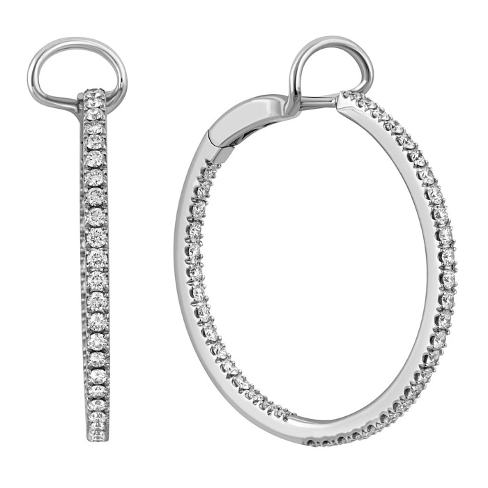 Серьги конго из белого золота с бриллиантами "Crivelli" (048925)