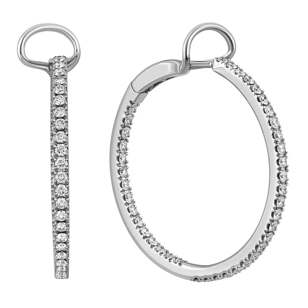 Серьги конго из белого золота с бриллиантами 