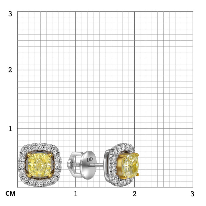 Серьги пусеты из белого золота с бриллиантами (063508)