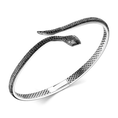 Браслет из белого золота с чёрными бриллиантами (055215)