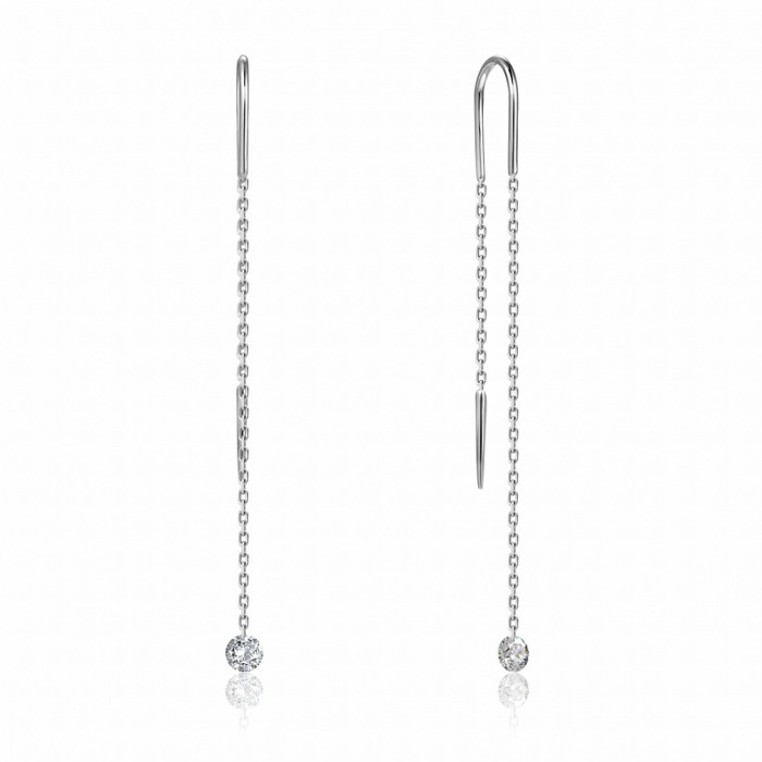 Серьги протяжки из белого золота с бриллиантами (047669)