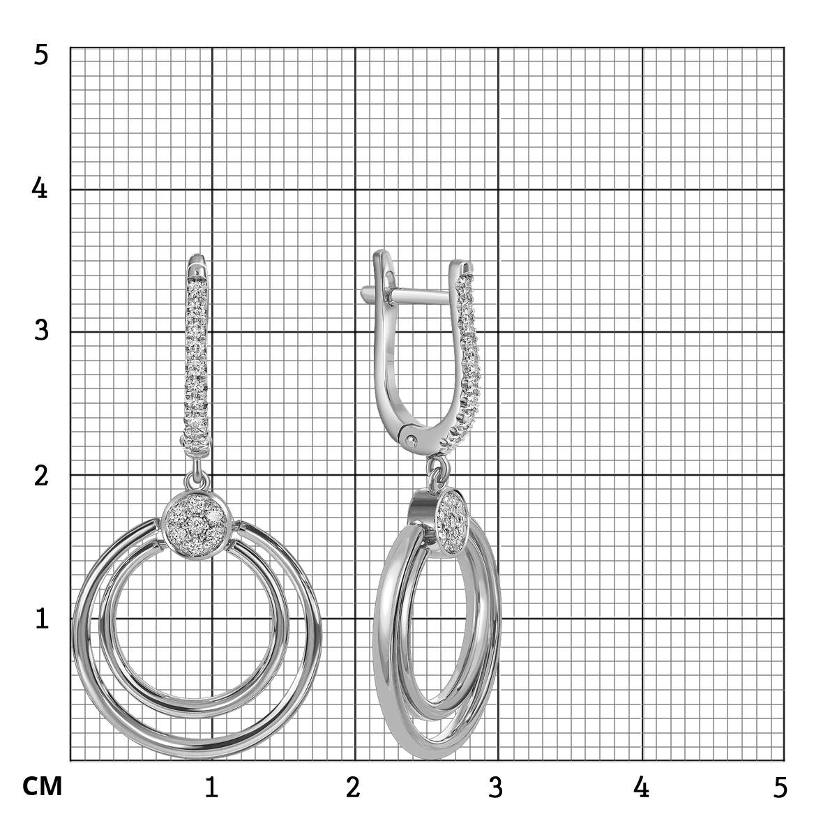 Серьги из белого золота с бриллиантами  (059101)