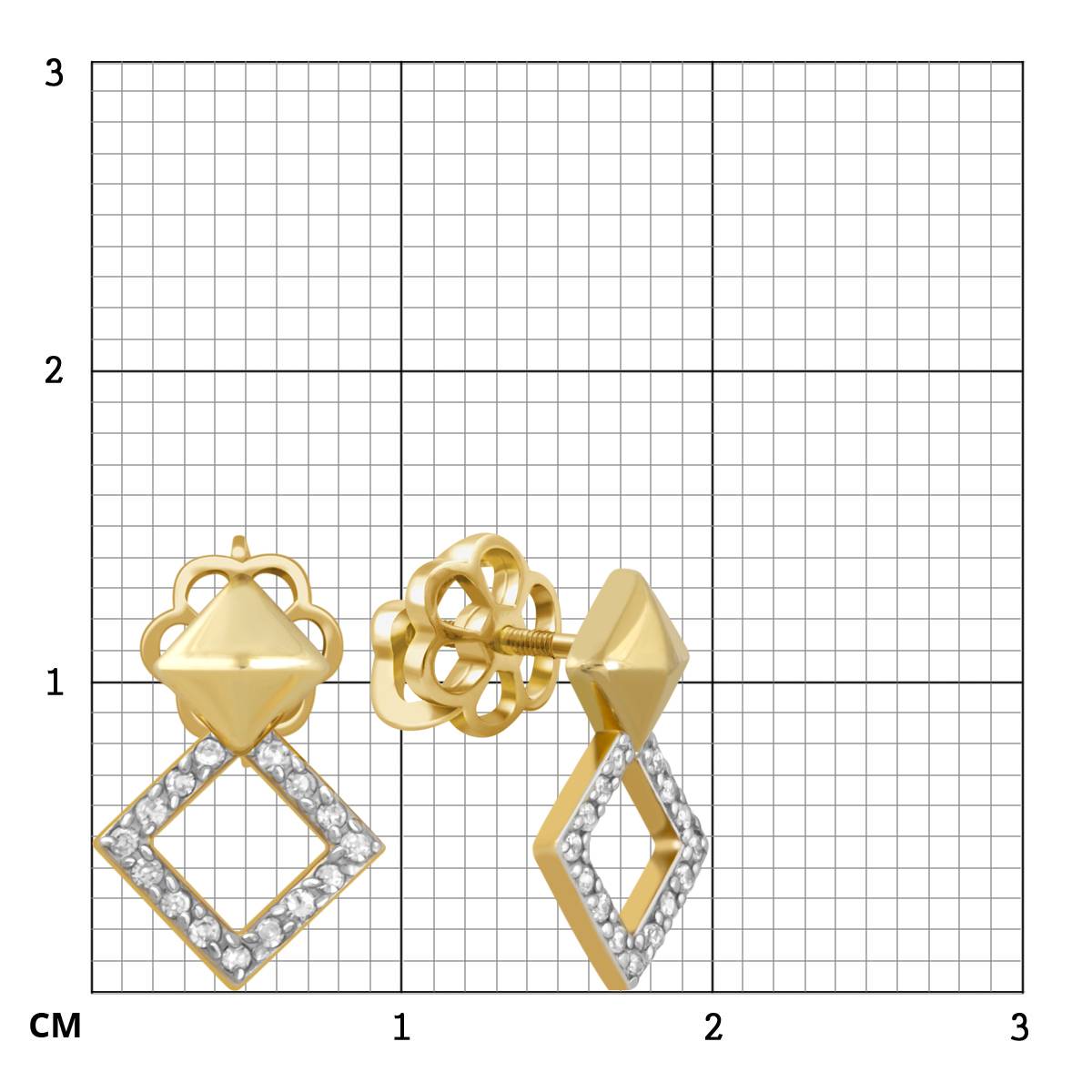 Серьги пусеты из жёлтого золота с бриллиантами (046345)