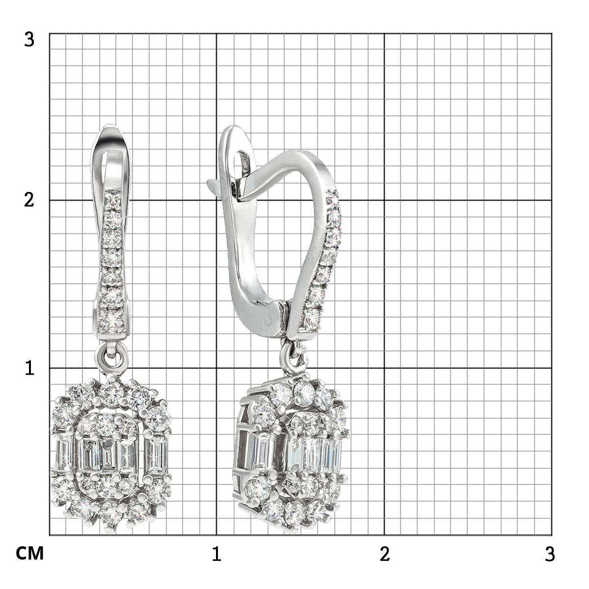 Серьги из белого золота с бриллиантами (052293)