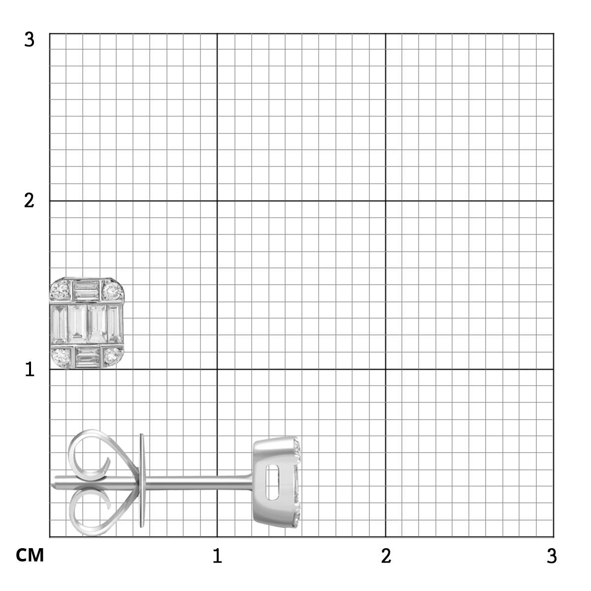 Серьги пусеты из белого золота с бриллиантами (054179)