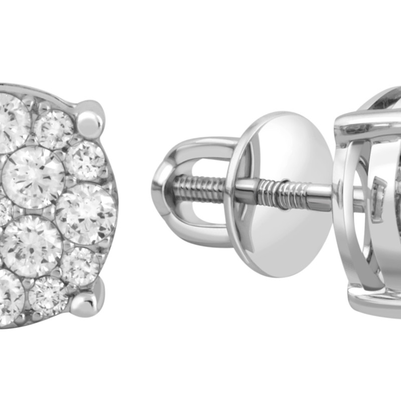 Серьги пусеты из белого золота с бриллиантами (043918)