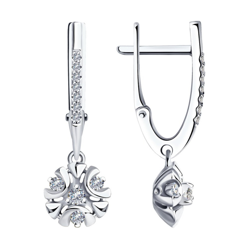 Серьги из белого золота с бриллиантами (047383)