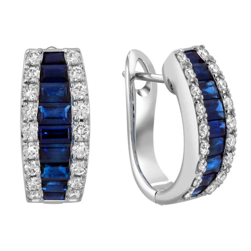 Серьги из белого золота с бриллиантами и сапфирами (042153)