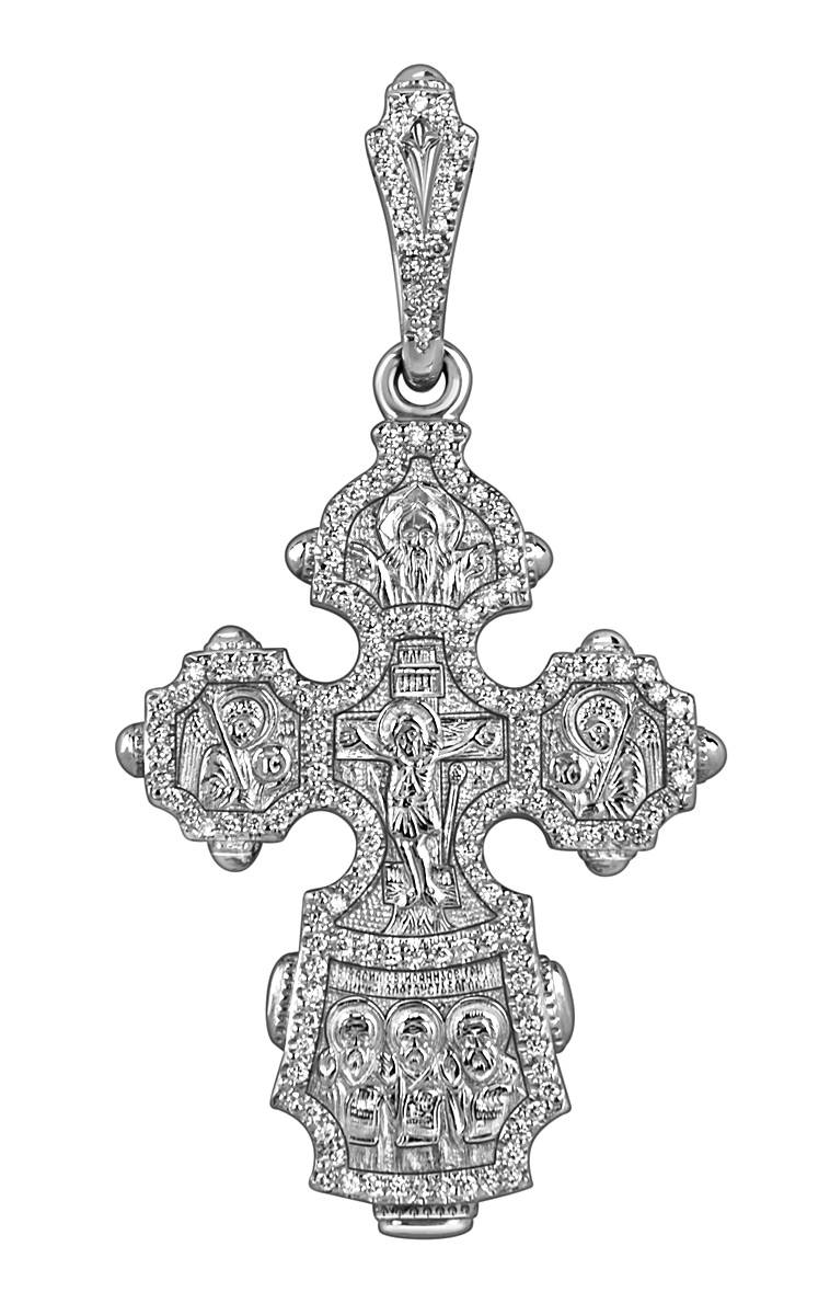 Кулон крест из платины с бриллиантами (055255)