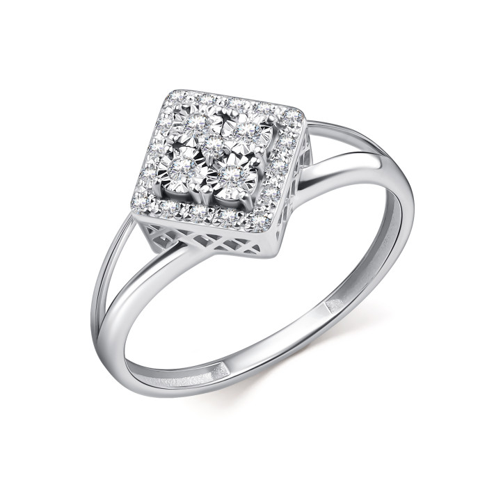 Кольцо из белого золота с бриллиантами (063020)