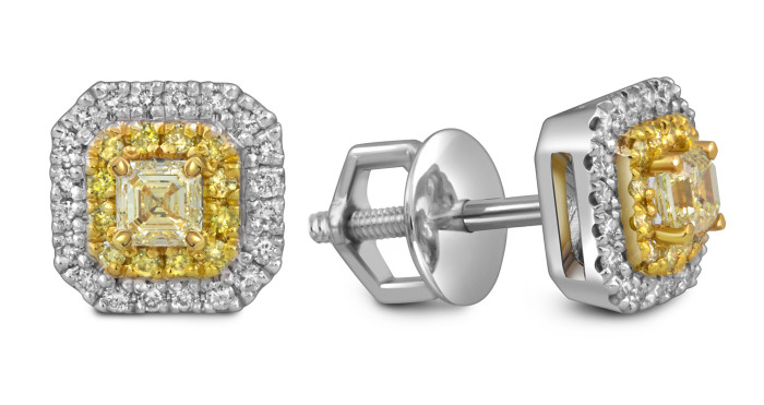 Серьги пусеты из белого золота с бриллиантами (055139)