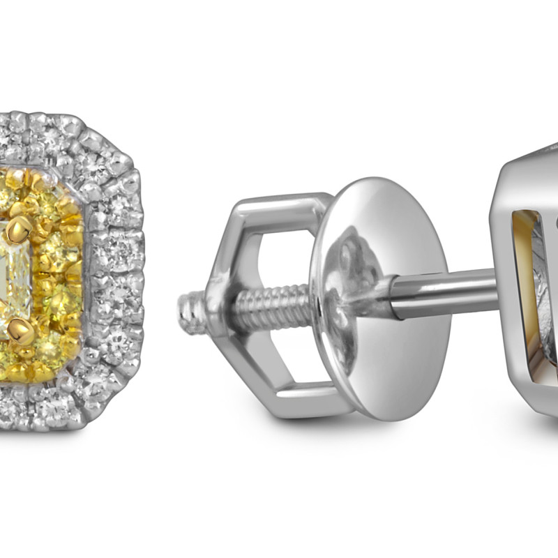 Серьги пусеты из белого золота с бриллиантами (055139)