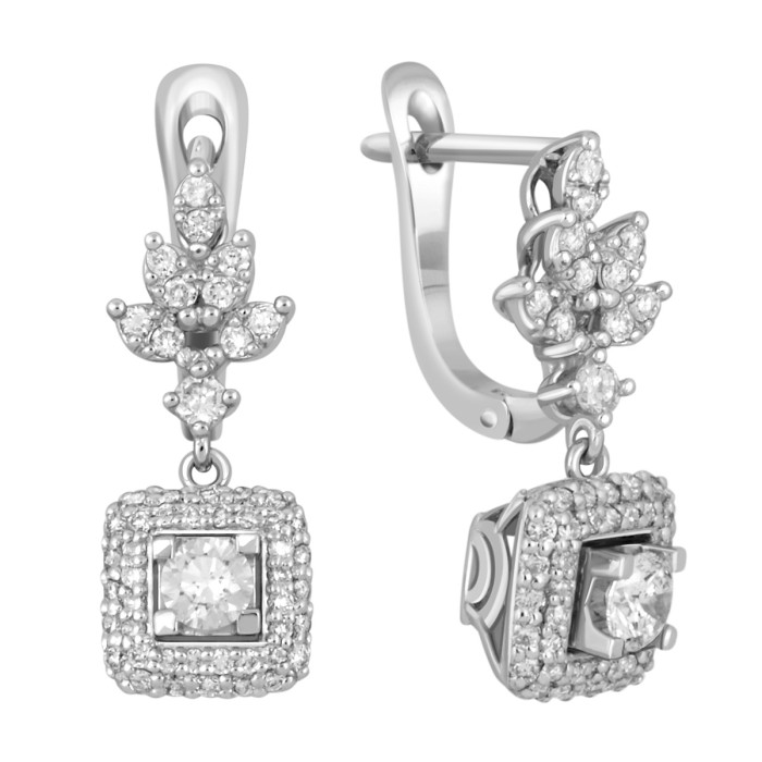 Серьги из белого золота с бриллиантами (039428)