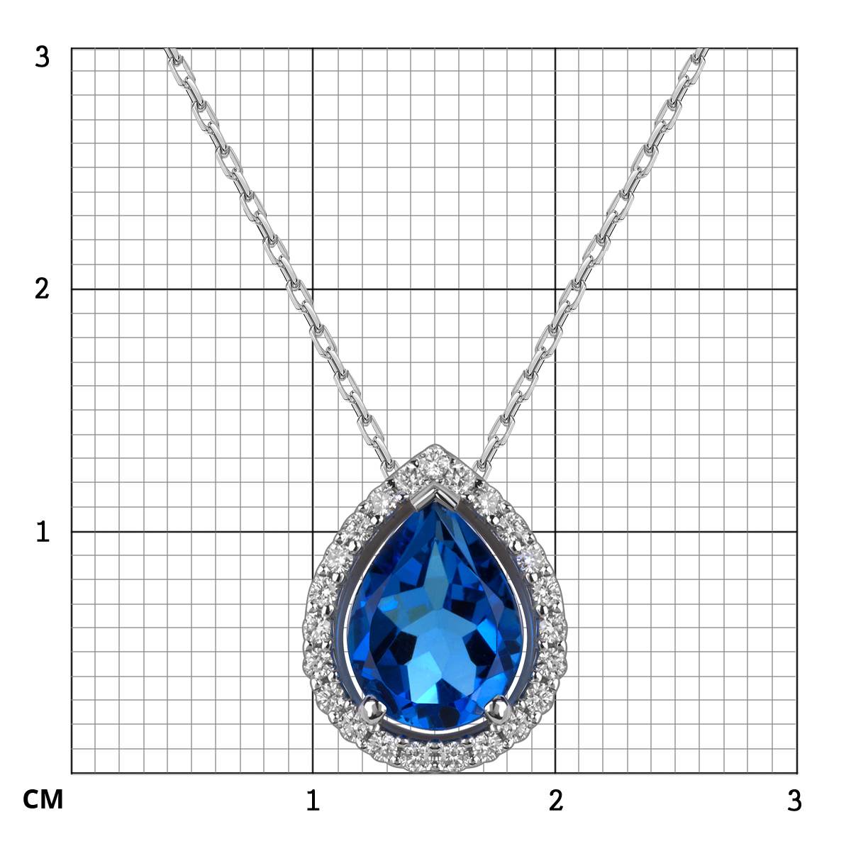 Колье из белого золота с бриллиантами и сапфиром (060572)