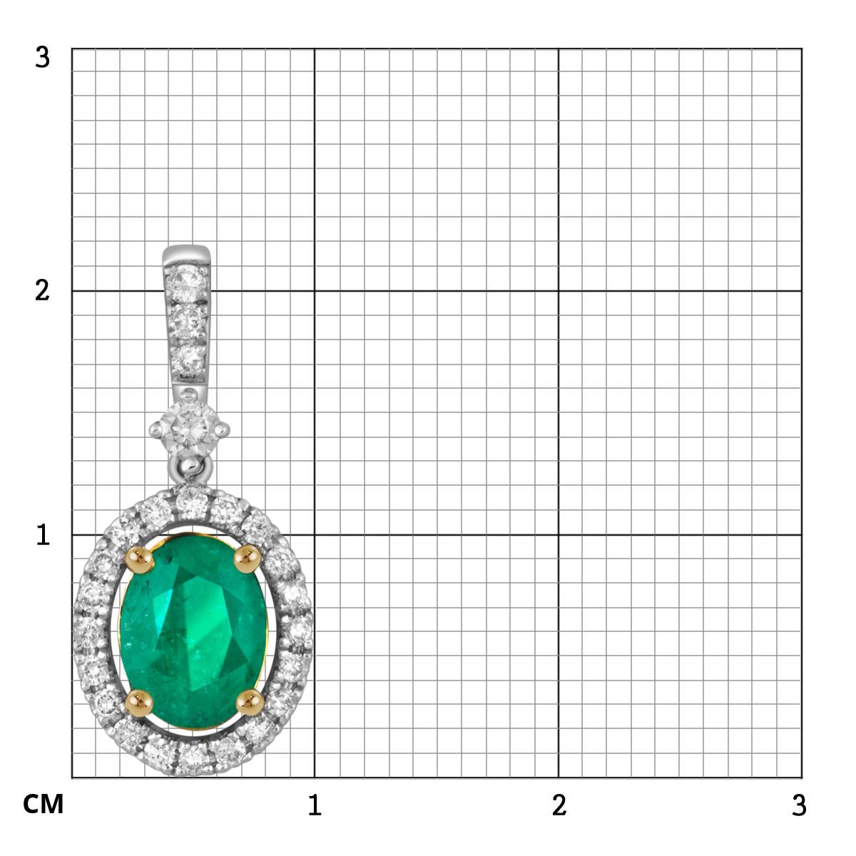 Кулон из белого золота с бриллиантами и изумрудом (049507)