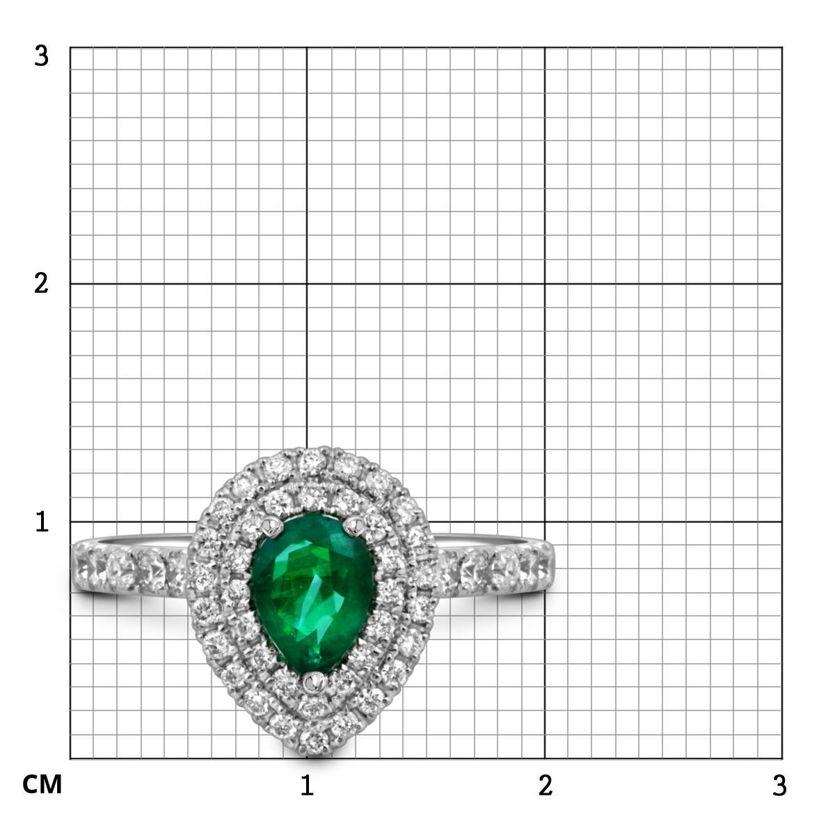 Кольцо из белого золота с бриллиантами и изумрудом (052433)