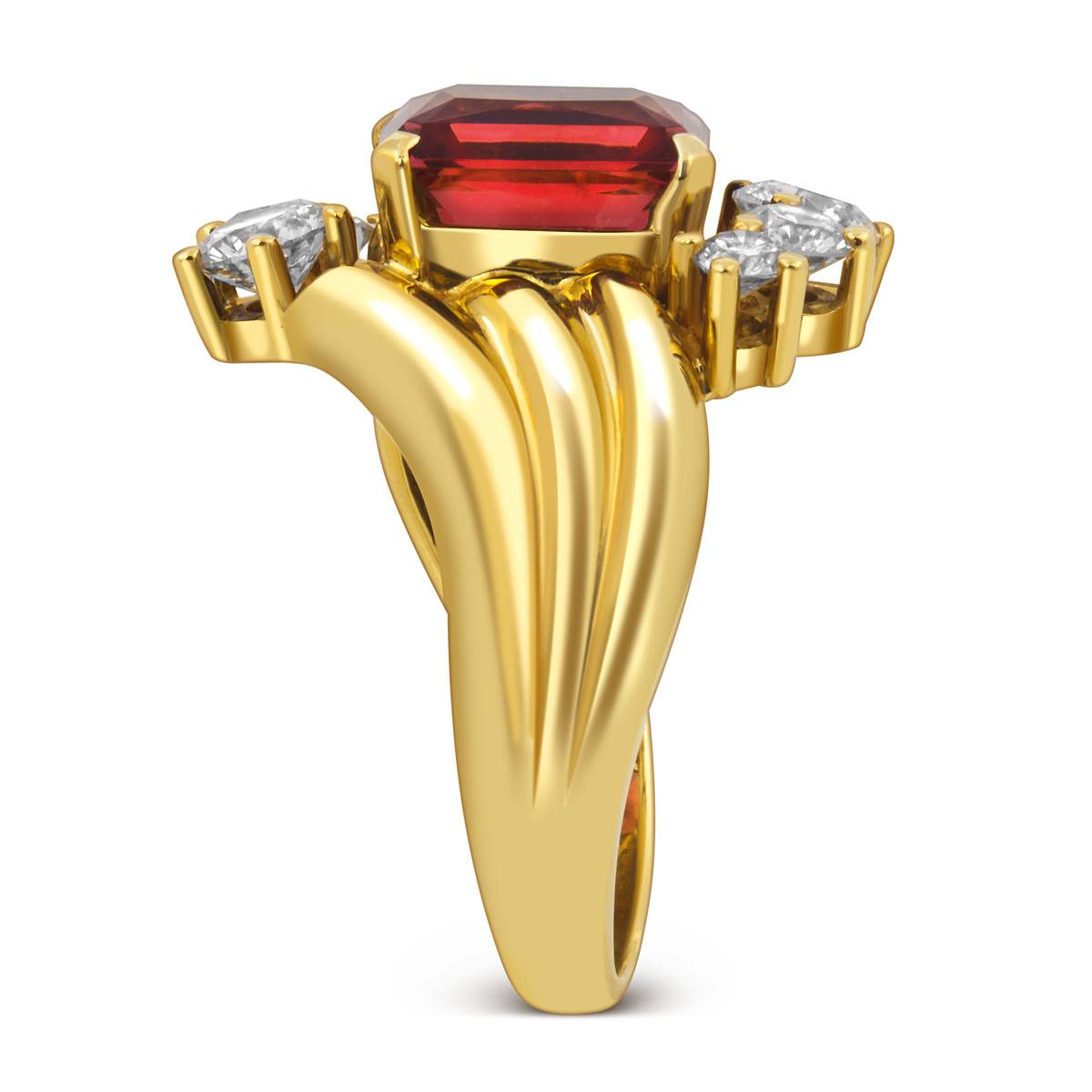 Кольцо из жёлтого золота с турмалином и бриллиантами (058043)