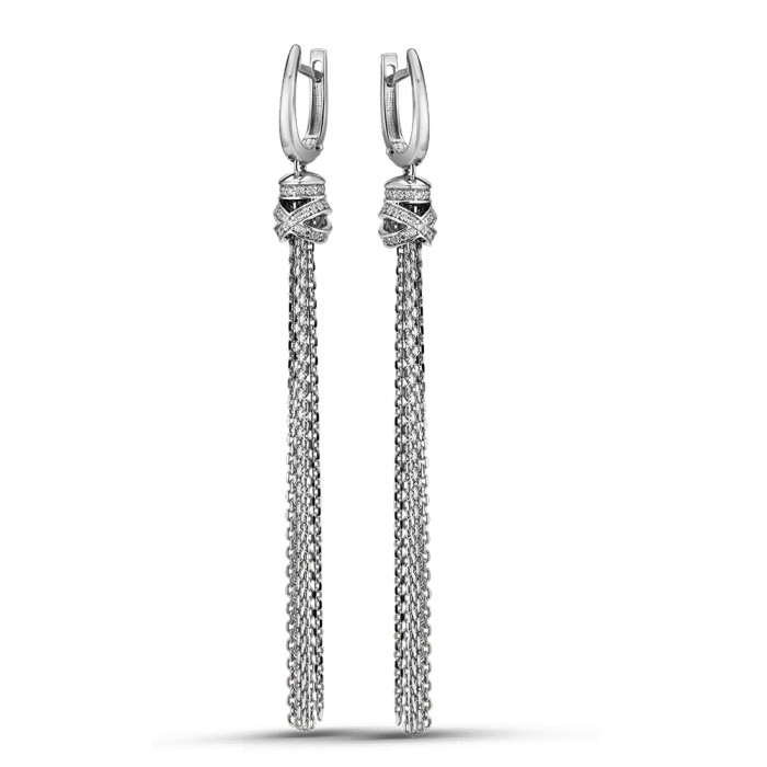 Серьги из белого золота с бриллиантами (058771)