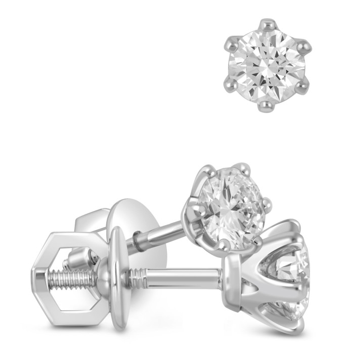 Серьги пусеты из белого золота с бриллиантами (047991)