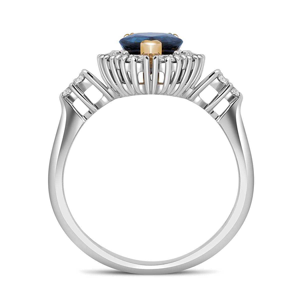 Кольцо из белого золота с бриллиантами и сапфиром (046739)