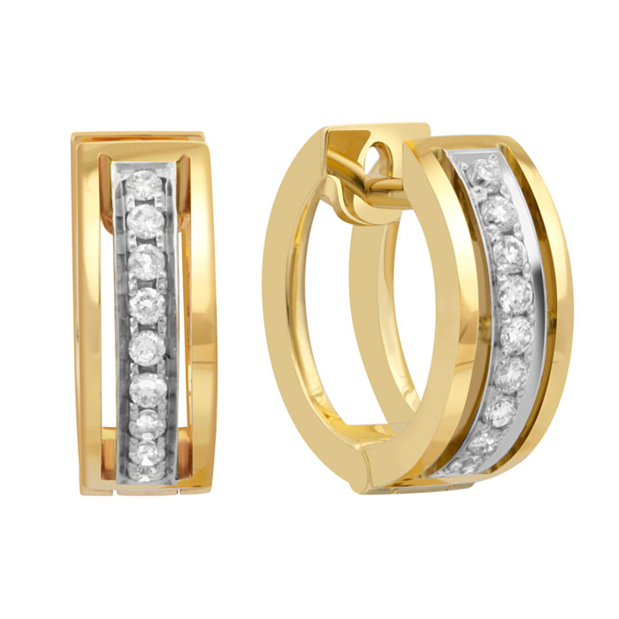 Серьги из комбинированного золота с бриллиантами (026175)