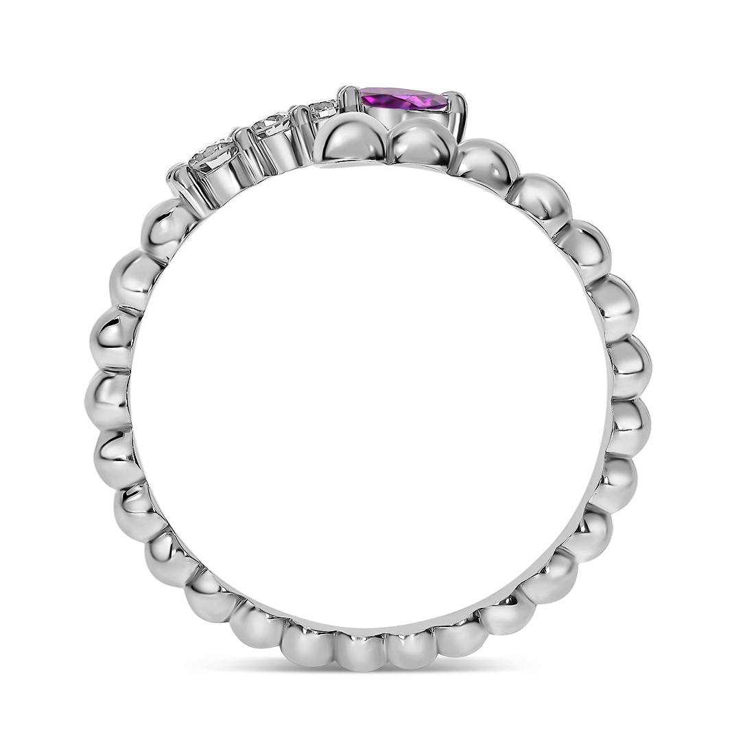 Кольцо из белого золота с бриллиантами и розовым сапфиром (061023)