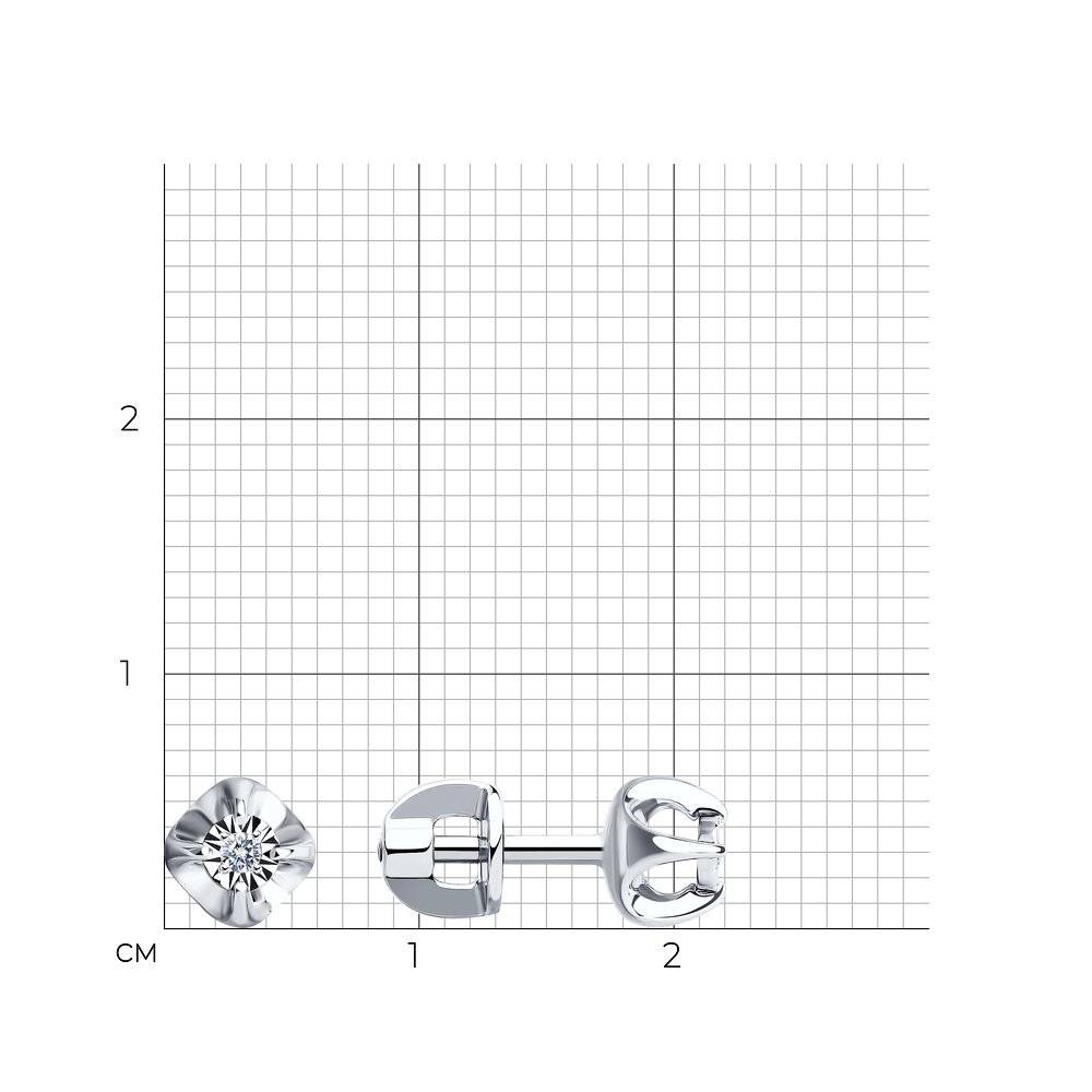 Серьги пусеты из белого золота с бриллиантами (046280)
