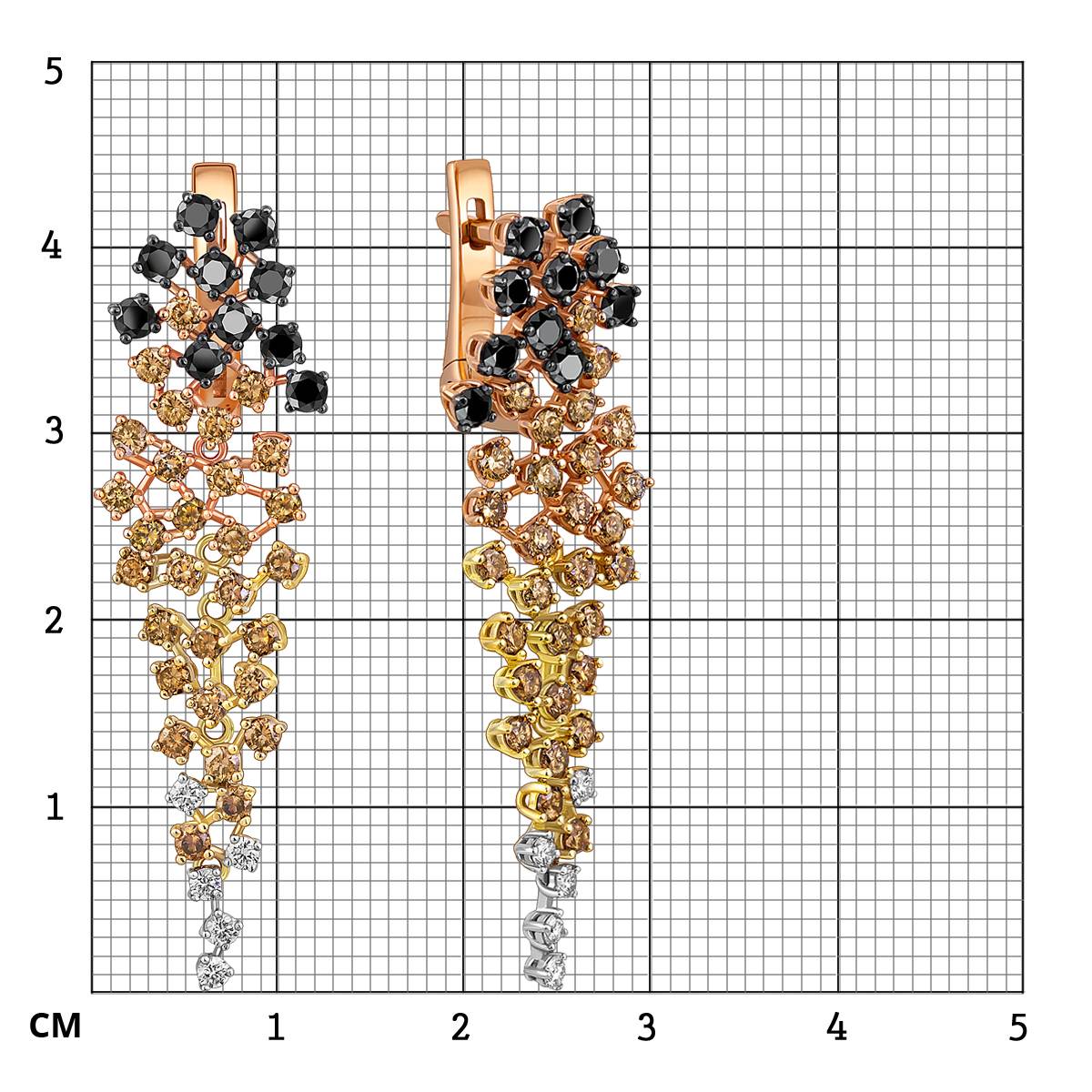 Серьги из комбинированного золота с бриллиантами (054291)