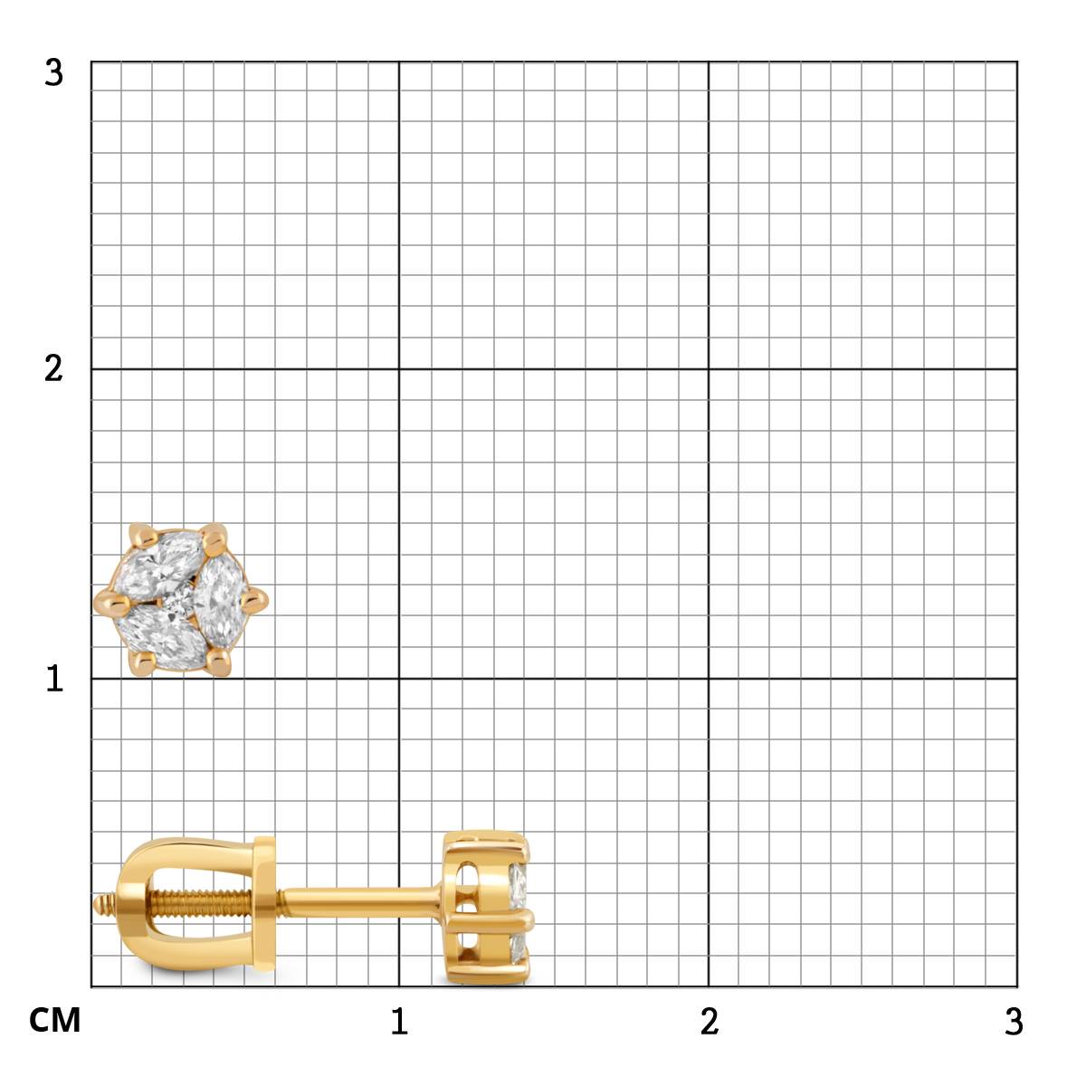 Серьги пусеты из жёлтого золота с бриллиантами (048464)
