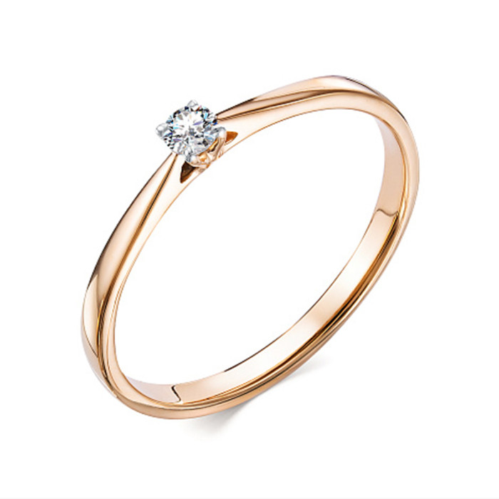 Помолвочное кольцо из красного золота с бриллиантом (031309)
