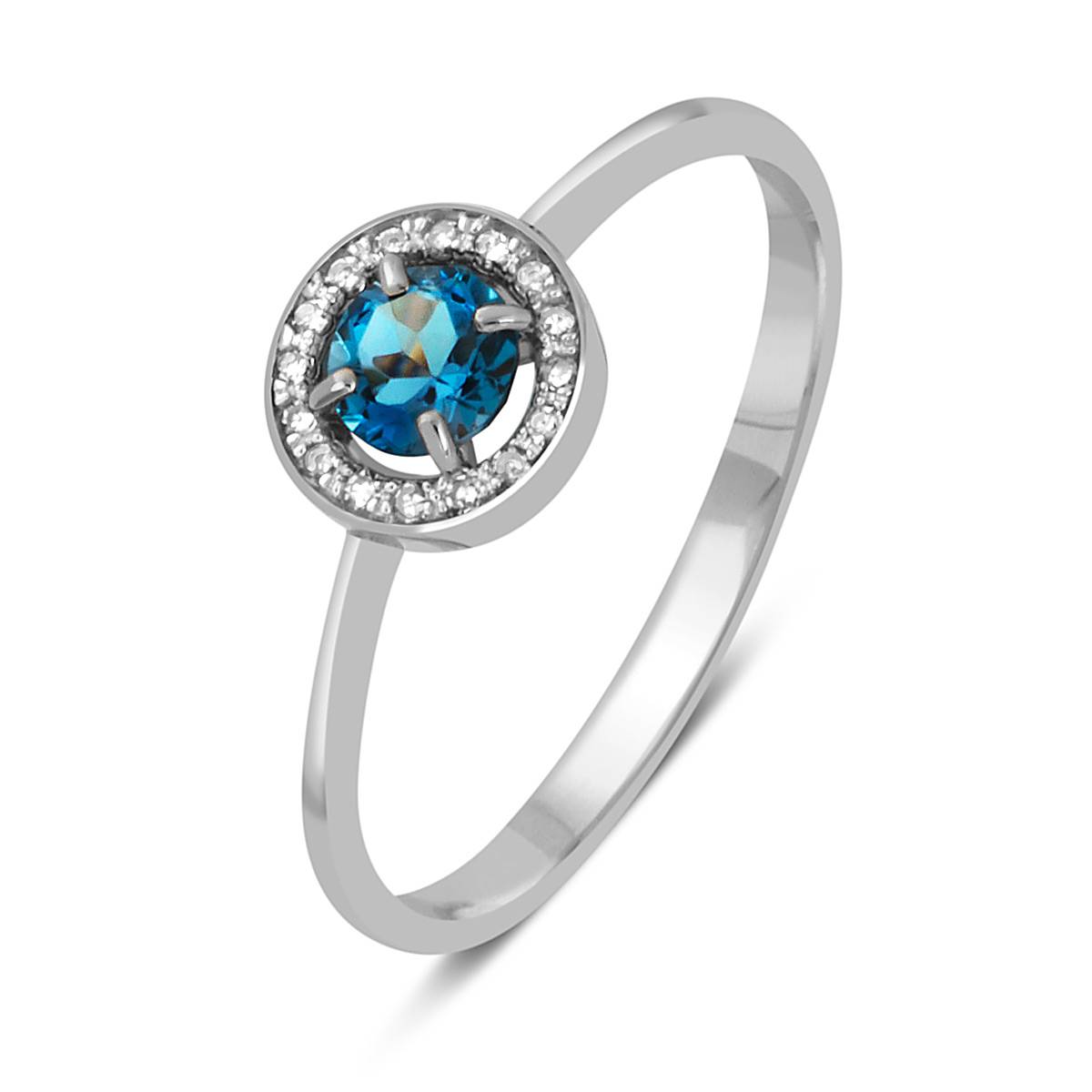 Кольцо из белого золота с бриллиантами и топазом (045416)