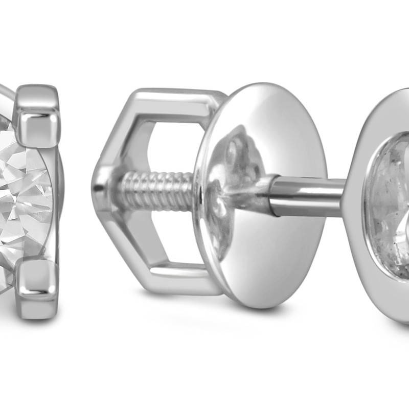 Серьги пусеты из белого золота с бриллиантами (054821)